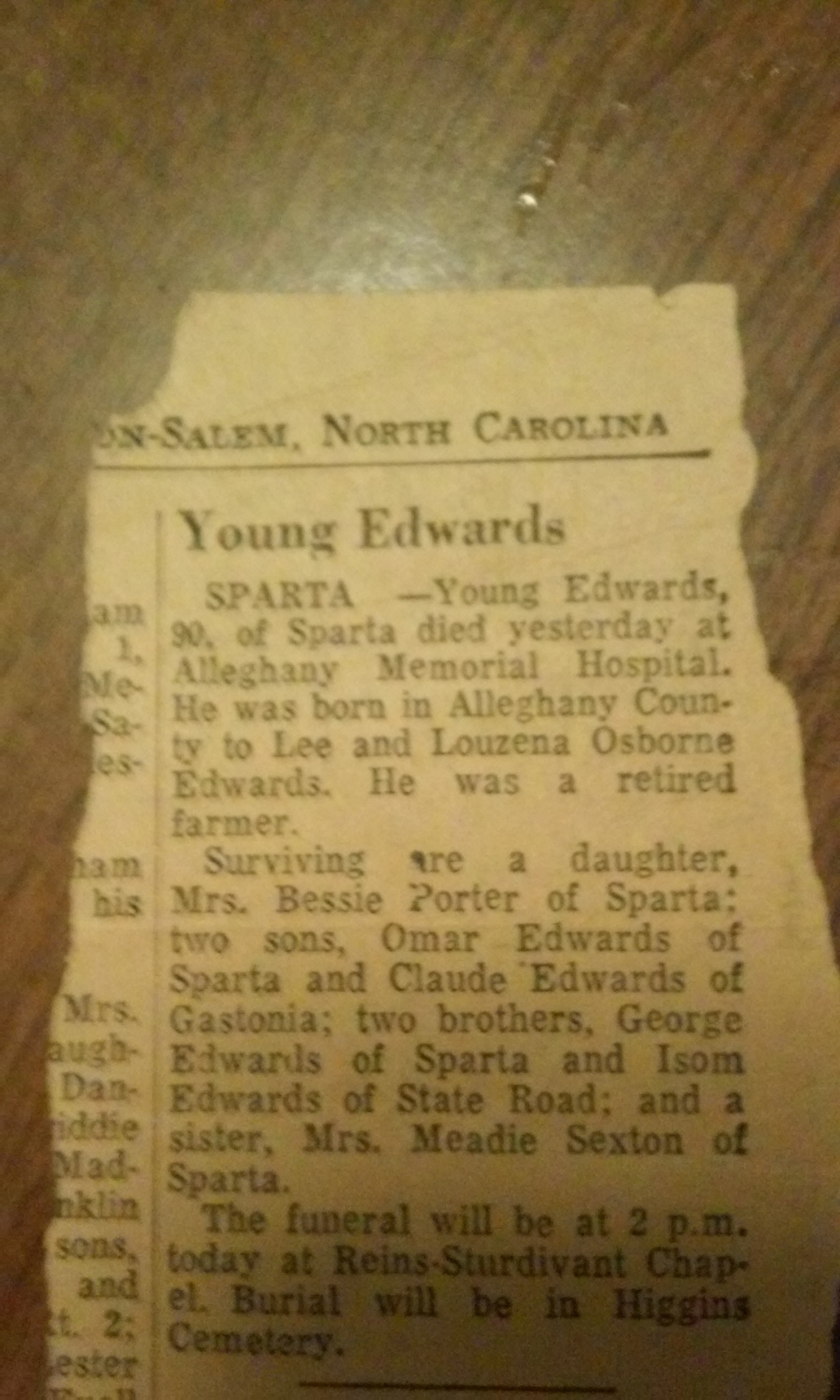 Young Edwards obituary