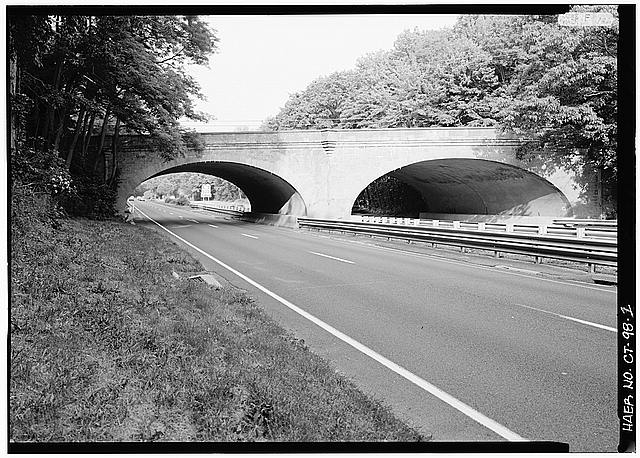 1. VIEW TO NEWTON TURNPIKE BRIDGE. - Merritt Parkway,...