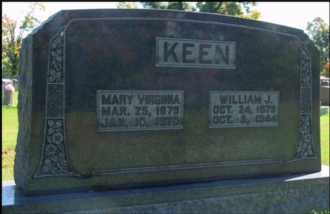 Mary VIrginia and William Keen's Grave Stone