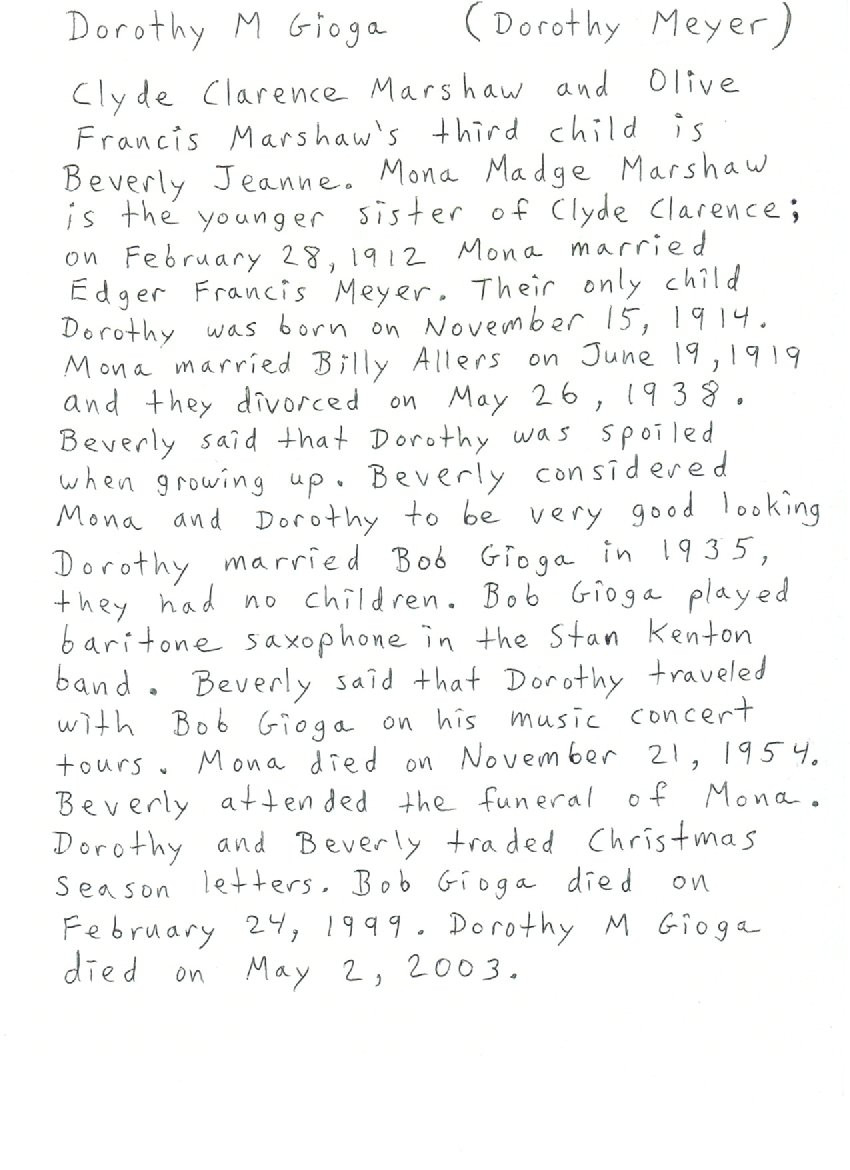 Dorothy M Gioga