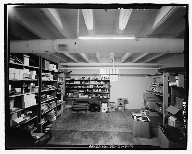 7. Interior view of storage room; exterior window; east...