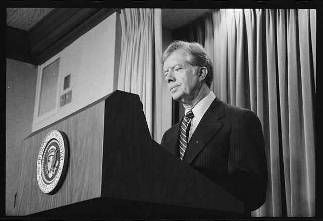 [President Jimmy Carter announces new sanctions against...