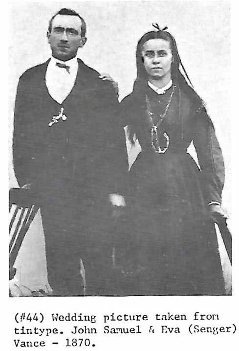1870 John Samuel & Eva (Senger) Vance's Wedding Photo