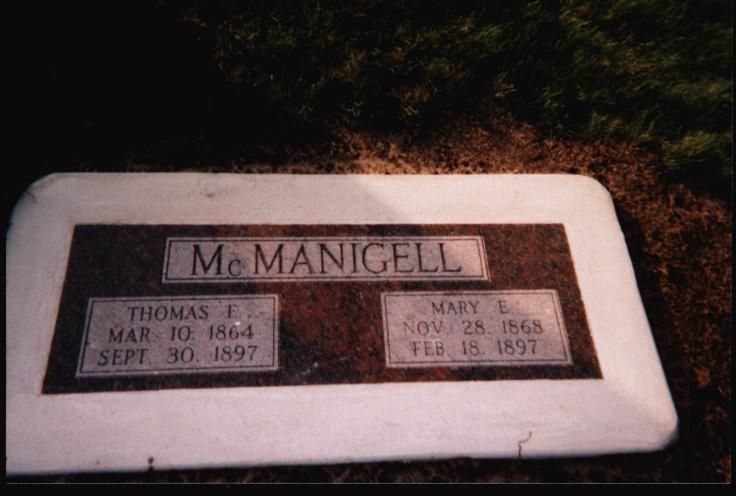 Grave site of Thomas and Mary McManigell