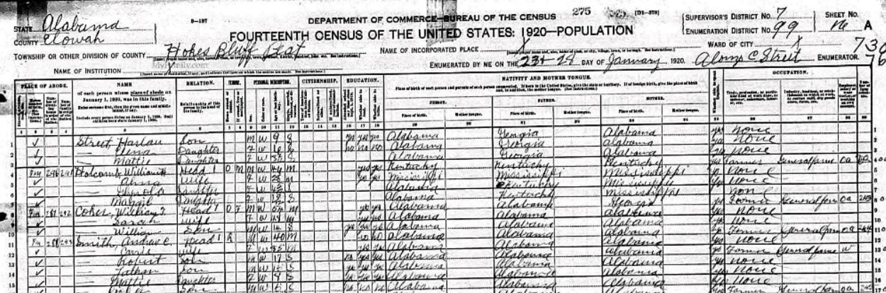 1920 U.S. Census - Alabama