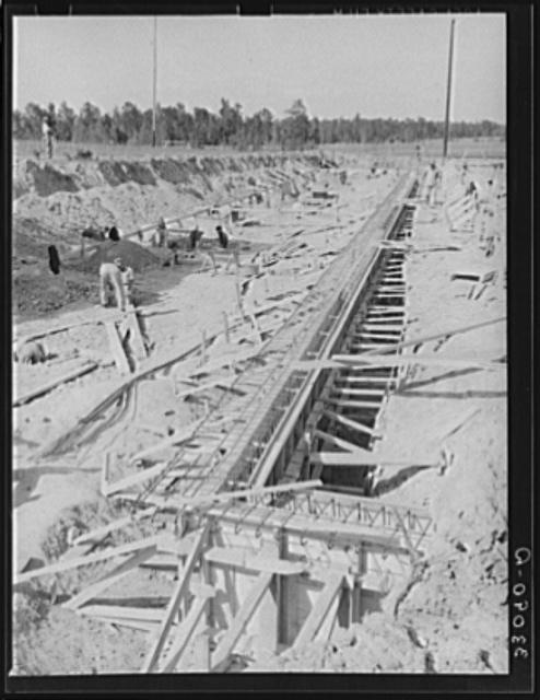 Construction of foundation for paper mill. Lufkin, Texas