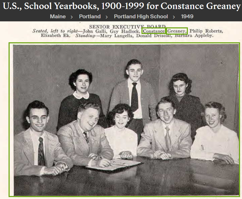 Constance Ann Greaney-Kilroy--U.S., School Yearbooks, 1900-1999(1949)