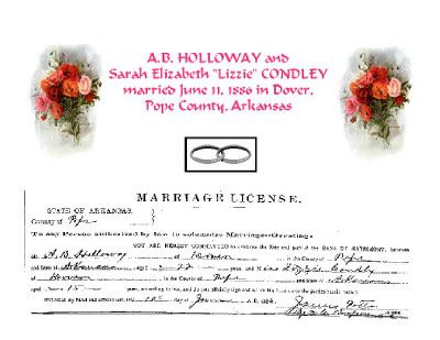 Sarah (Condley) & Amos Holloway Marriage Certificate