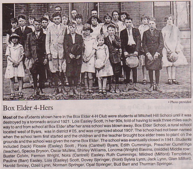 OK SCHOOL, bef. 1921: Box Elder School 4-H Club, Byers, McClain Co.