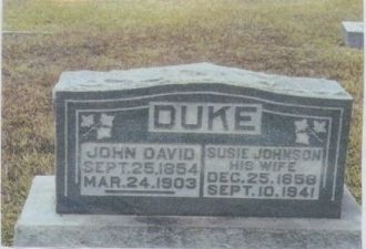 John David & Susan Martha Johnson Duke Gravestone