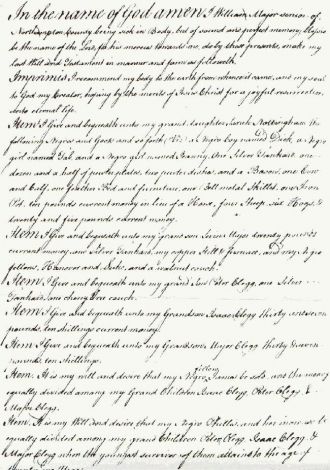 1765 William Major, Sr. Will (1-2)