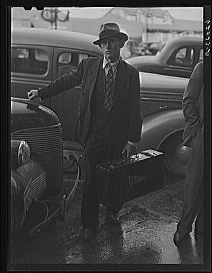 Man just arrived at Radford, Virginia, to report for work