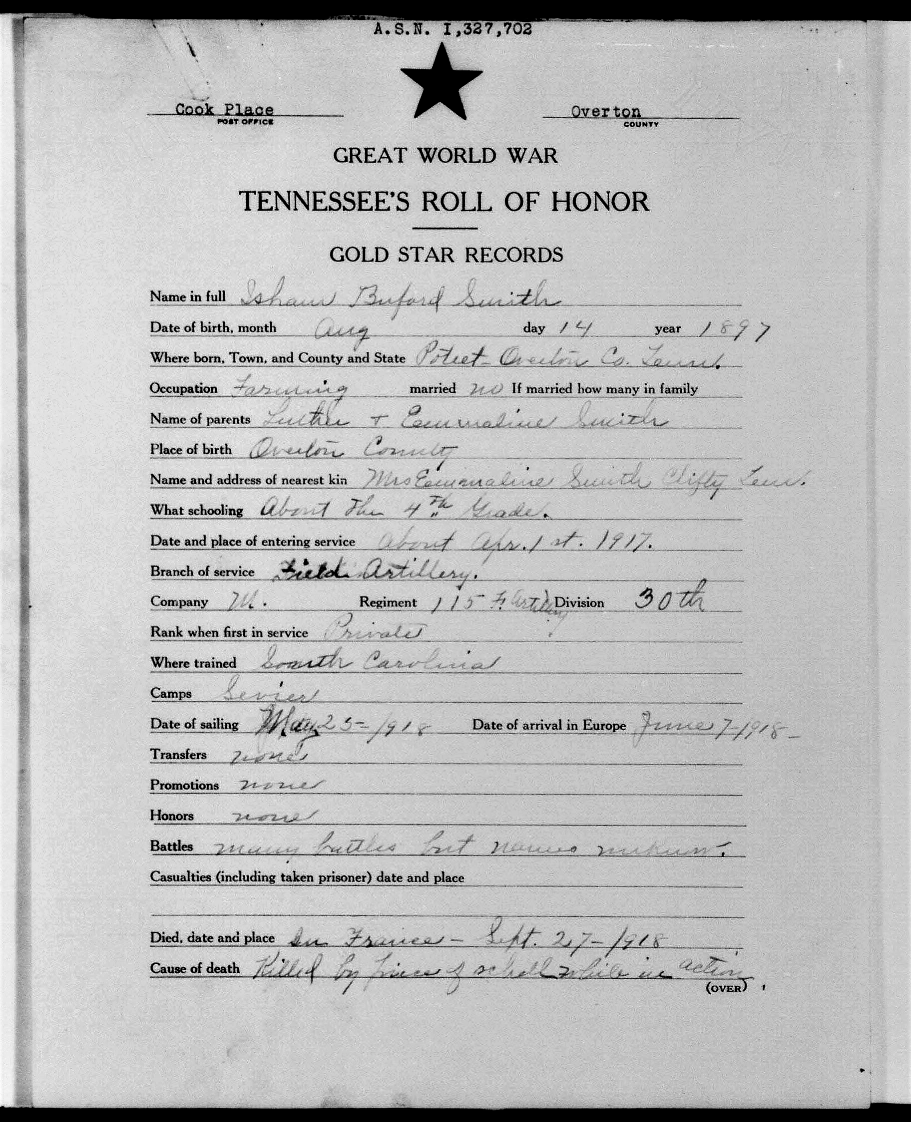 Gold Star Report, Isham Smith