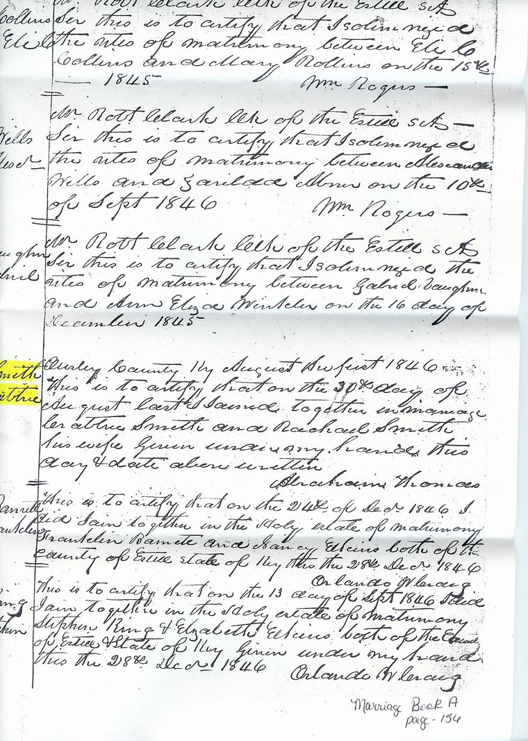 Marriage of Crabtree Smyth & Rachel Smyth - 1