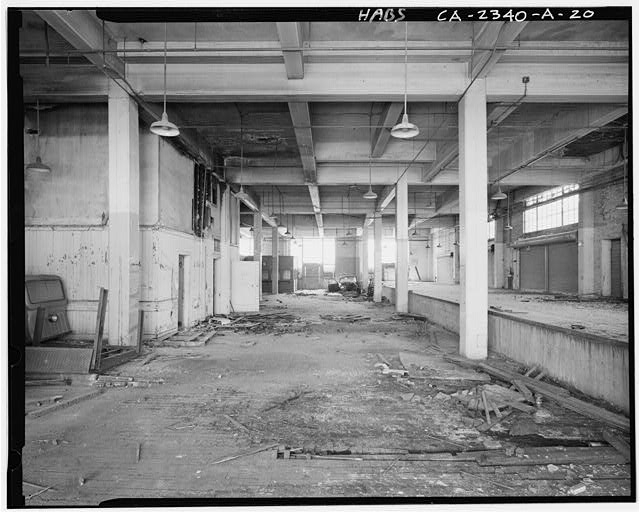 View to south of interior of American Railway Express...