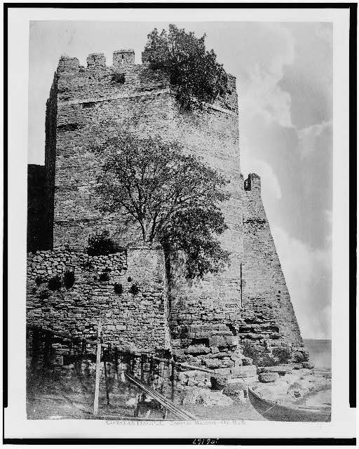 Constantinople. Tower of Marmora - old walls