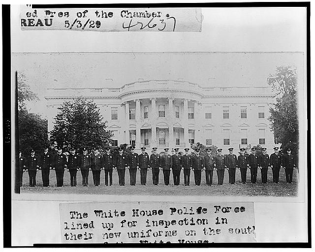 The White House police force lined up for inspection in...
