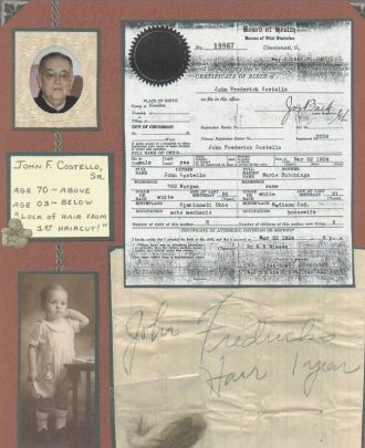 John F. Costello, Sr - Birth Cert.