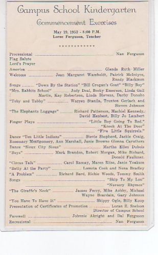 1952 Campus School Kindergarten Commencement Exercises