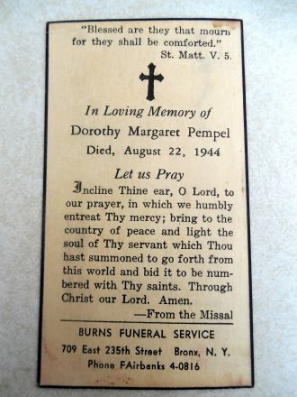 Dorothy Pempel funeral card