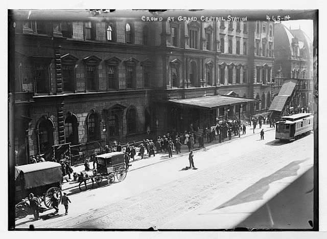 Crowd outside Grand Central Station, returning from...