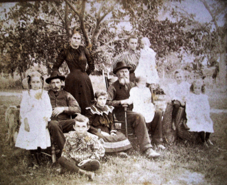The Edward Hake family with Bertha's father, August Lange holding the baby.