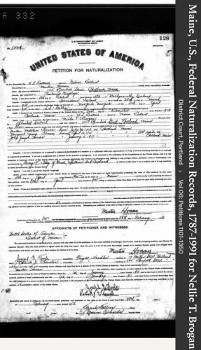 Martin Matthew Honan Sr--Maine, U.S., Federal Naturalization Records, 1787-1991 a