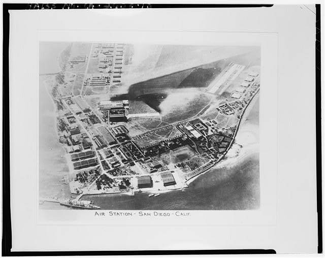 Aerial view of Naval Air Station, North Island. View from...