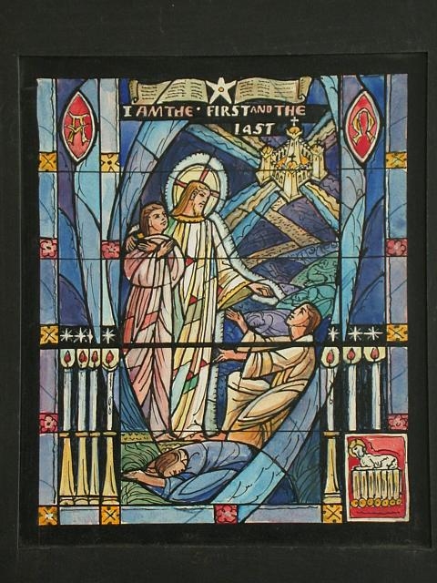 [Design drawing for stained glass window showing the...