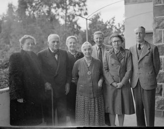 Miss Vartan's birthday group at Tiberias, Feb. 6, 1945
