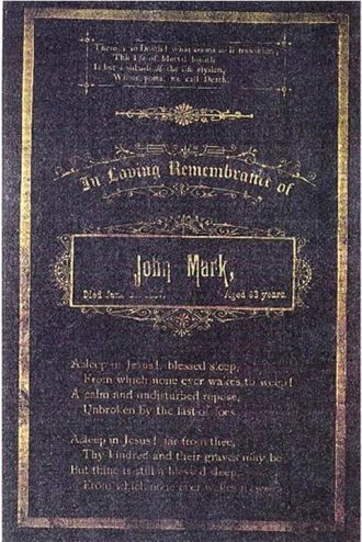 John Jacob Mark obit card