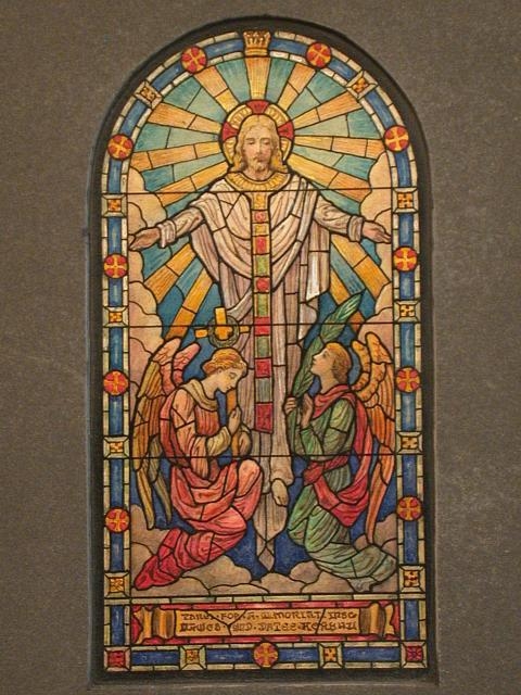 [Design drawing for stained glass memorial window with...