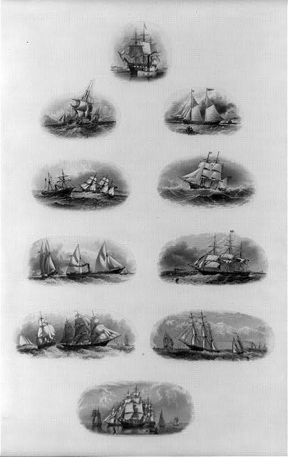[Bank note vignettes showing sailing ships at sea and in...