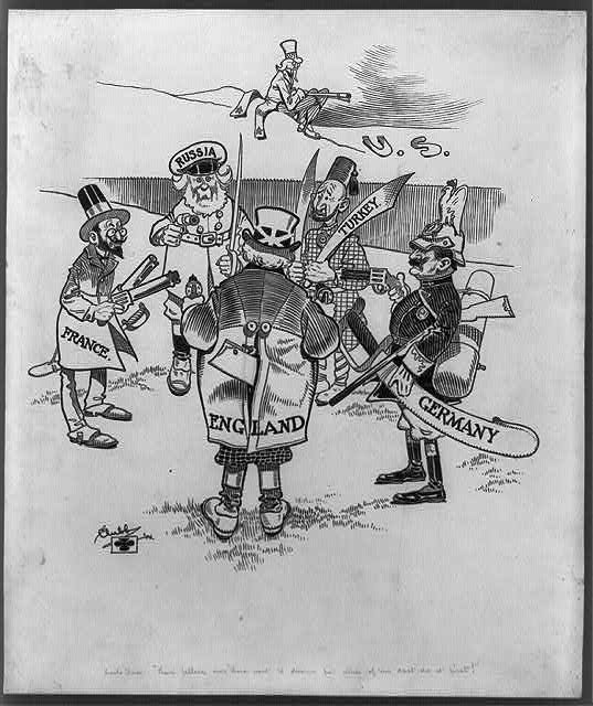 Uncle Sam: "Them fellers over there want to disarm but...