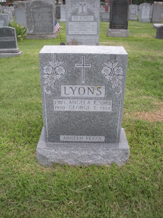 Headstone of Angelo Fezza, Angela Fezza Lyons, George T. Lyons