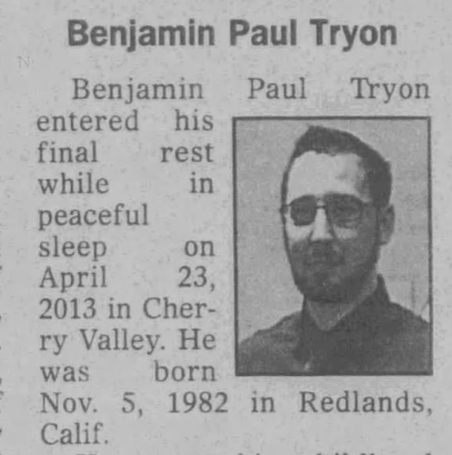 Benjamin Paul Tryon - Obituary Photo
