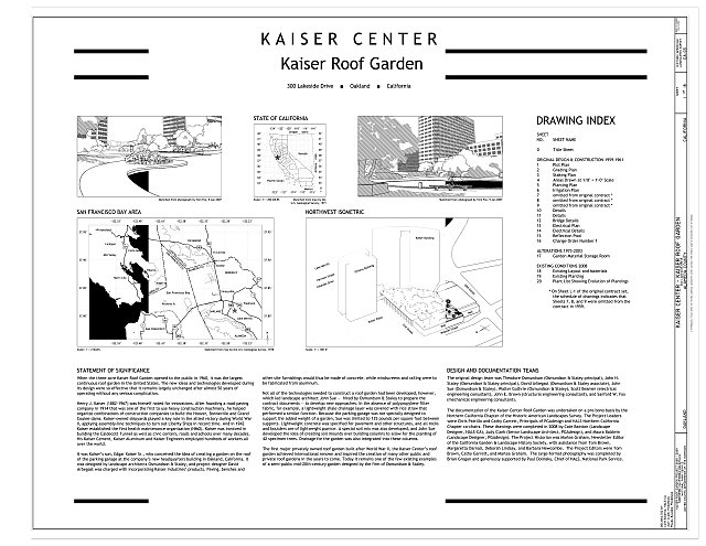 Kaiser Center, Kaiser Roof Garden Title Sheet - Kaiser...