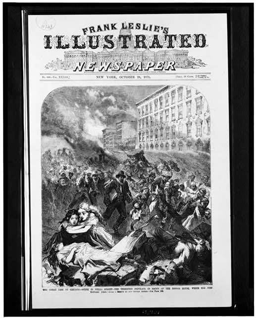 The Great fire at Chicago. Scene in Court-House Square -...