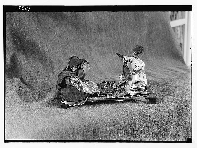 Models taken for Mrs. Bowen. Model of vendor of cloth to...