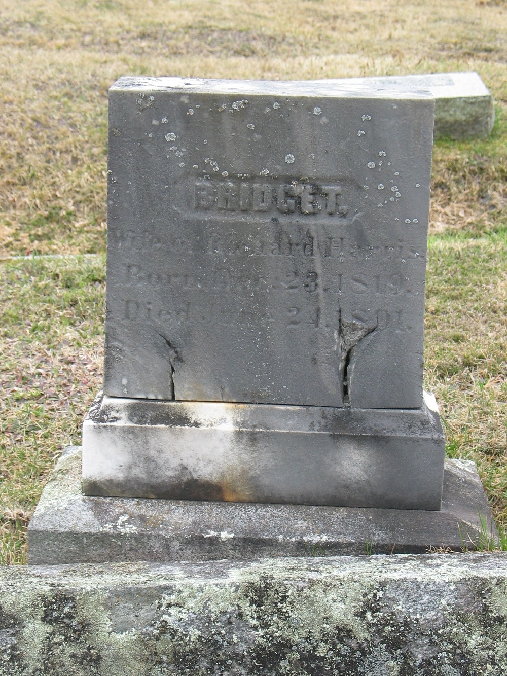 Bridget O'Neil Harris gravestone