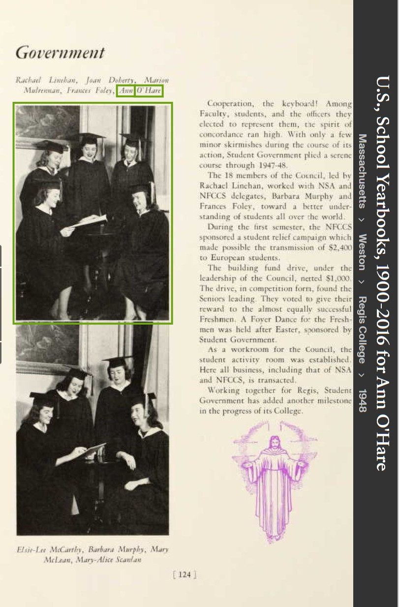 Ann Theresa (O'Hare) Smith--U.S., School Yearbooks, 1900-2016(1948)