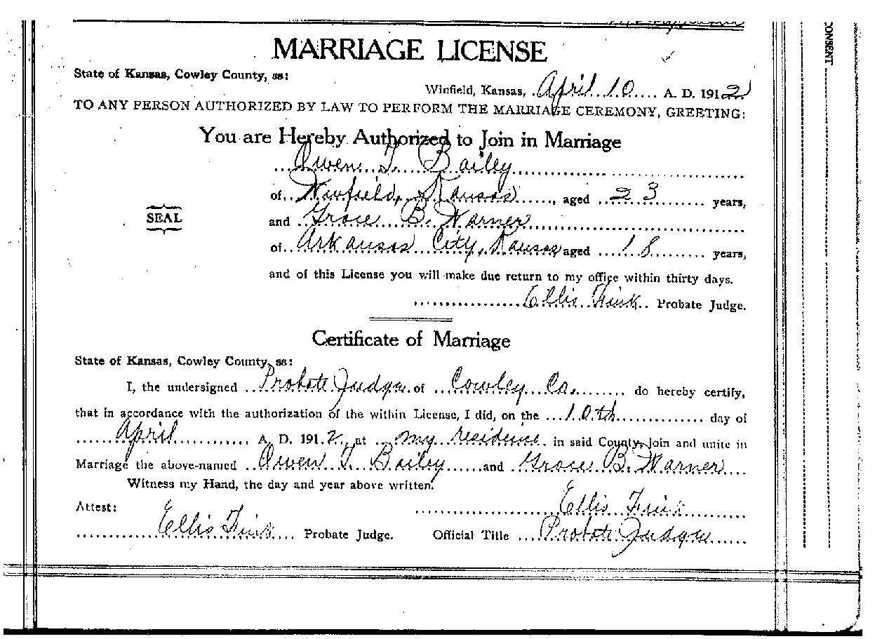 Grace and Owen Timothy Bailey Marriage