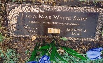 Lona Mae White Sapp Gravestone