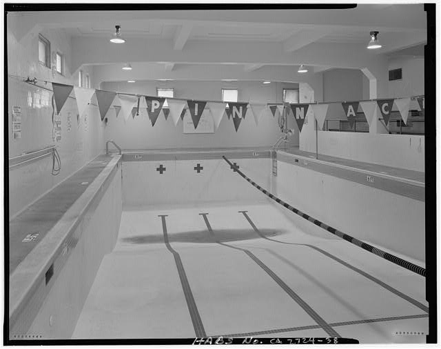 Swimming pool. Whole room view of the natatorium as seen...