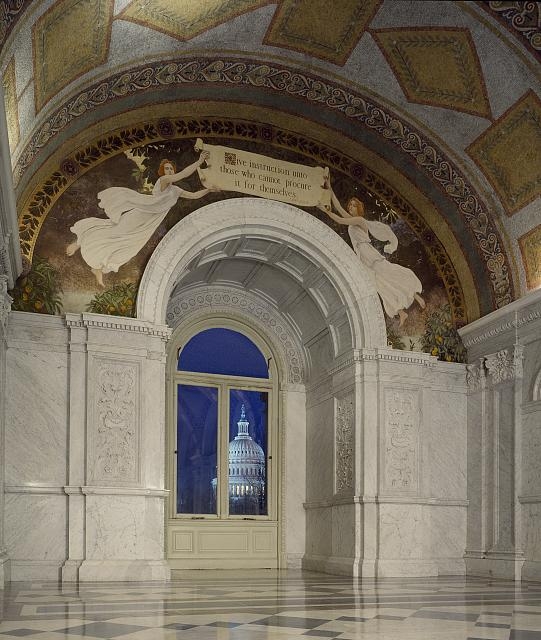[North Corridor, Great Hall. View of the U.S. Capitol at...