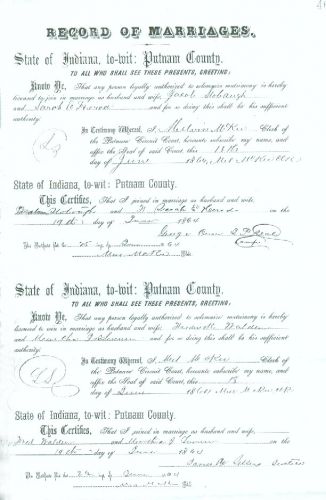 Jacob P. Stobaugh and Sarah Elizabeth Herod Marriage License