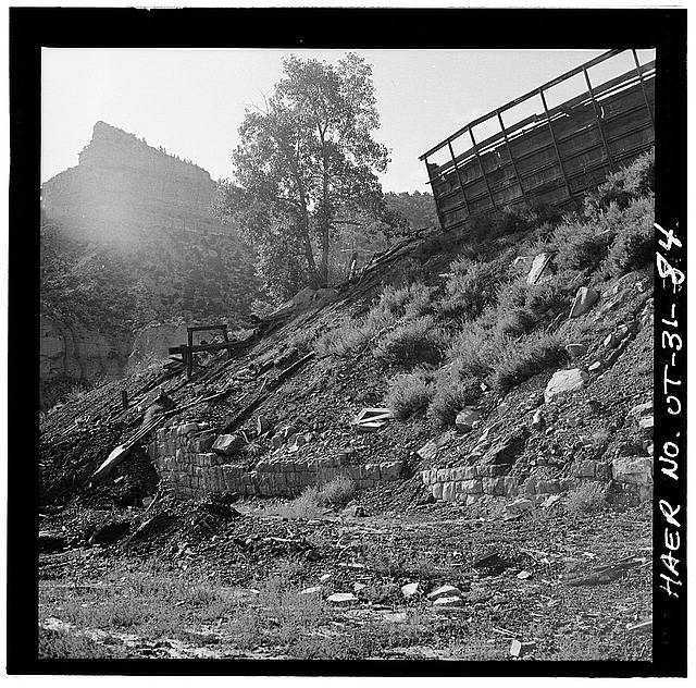 84. EAST END OF ROCK RETAINING WALL, LOOKING NORTHEAST -...