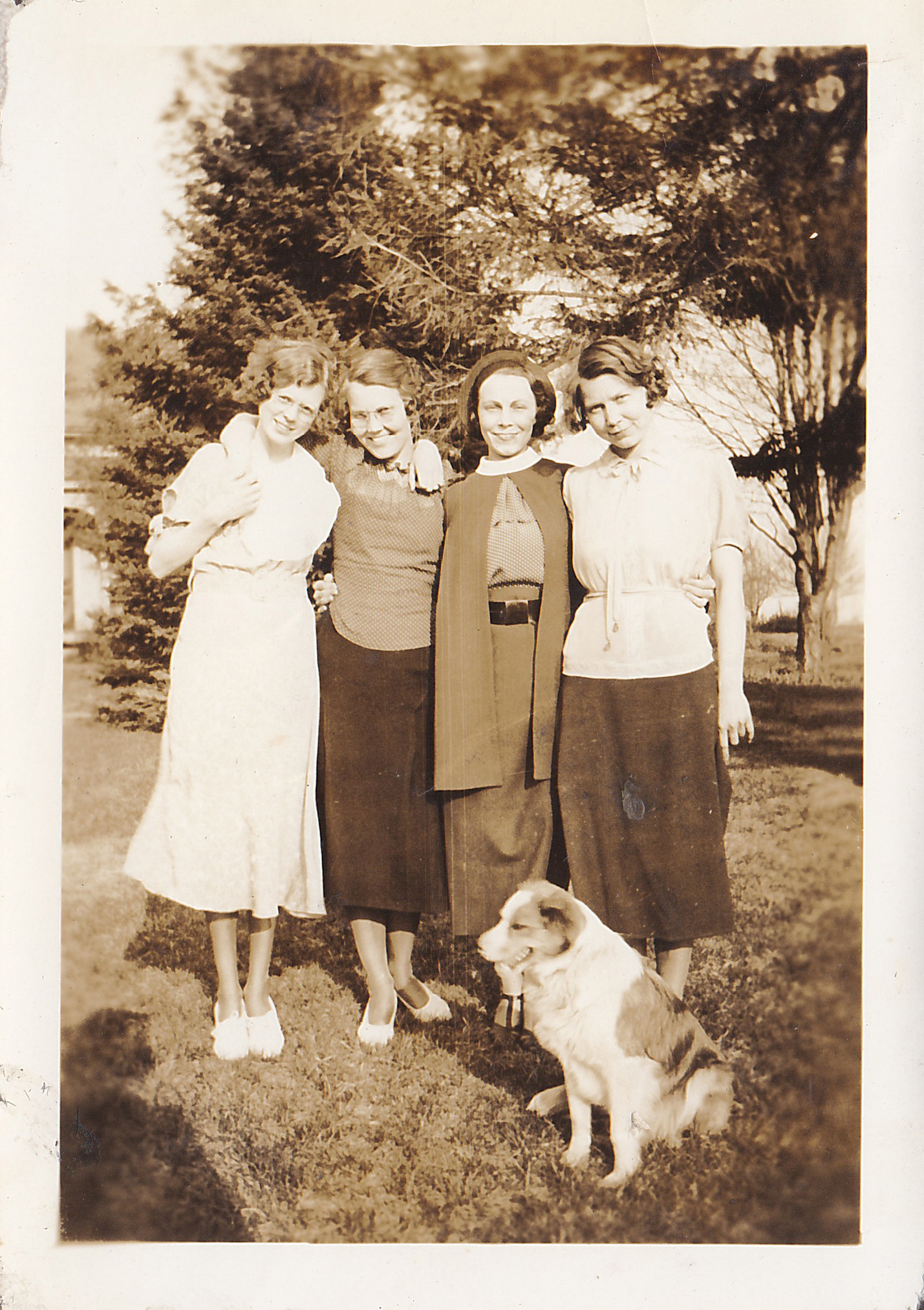 Four Friends and a Dog (Found Photo 1)
