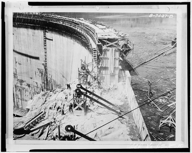 18. VIEW SHOWING METAL WORKS FOR SOUTH SPILLWAY BEING...