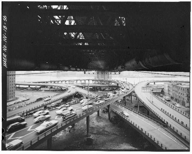 56. View below deck of Manhattan side span showing ramps...